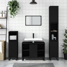 Black plywood 3-piece bathroom furniture set by vidaXL, Bathroom furniture - Ref: Foro24-3190308, Price: 206,28 €, Discount: %