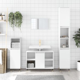 Bathroom furniture set 3 pieces plywood glossy white by vidaXL, Bathroom furniture - Ref: Foro24-3190293, Price: 215,33 €, Di...