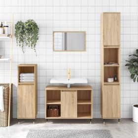 Sonoma oak plywood 3-piece bathroom furniture set by vidaXL, Bathroom furniture - Ref: Foro24-3190294, Price: 207,99 €, Disco...