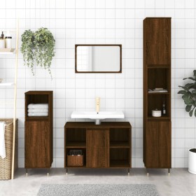 3-piece bathroom furniture set made of brown oak plywood by vidaXL, Bathroom furniture - Ref: Foro24-3190298, Price: 192,45 €...