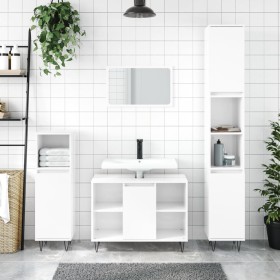 3-piece glossy white plywood bathroom furniture set by vidaXL, Bathroom furniture - Ref: Foro24-3190301, Price: 199,83 €, Dis...