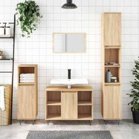 3-piece bathroom furniture set made of Sonoma oak plywood. by vidaXL, Bathroom furniture - Ref: Foro24-3190302, Price: 203,00...