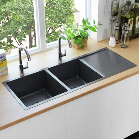 Handmade kitchen sink black stainless steel by vidaXL, Sinks - Ref: Foro24-145087, Price: 267,08 €, Discount: %