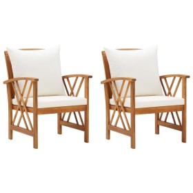 Garden chairs with cushions 2 units solid acacia wood by vidaXL, Garden chairs - Ref: Foro24-310267, Price: 187,93 €, Discoun...