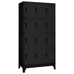 Black steel locker 90x45x180 cm by vidaXL, Lockers and storage cabinets - Ref: Foro24-339814, Price: 359,07 €, Discount: %