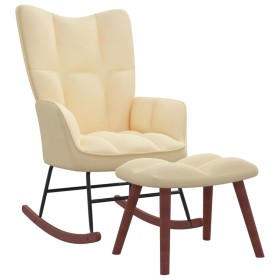 Silla mecedora con reposapiés terciopelo crema de vidaXL, Mecedoras - Ref: Foro24-328159, Precio: 210,06 €, Descuento: %