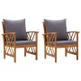 Garden chairs with cushions 2 units solid acacia wood by vidaXL, Garden chairs - Ref: Foro24-310268, Price: 212,99 €, Discoun...