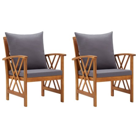 Garden chairs with cushions 2 units solid acacia wood by vidaXL, Garden chairs - Ref: Foro24-310268, Price: 212,99 €, Discoun...