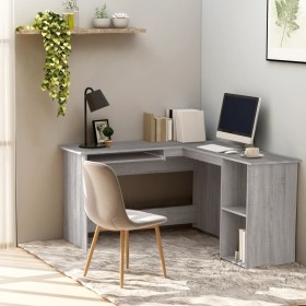 Gray plywood corner desk 120x140x75 cm by vidaXL, Desks - Ref: Foro24-815385, Price: 111,99 €, Discount: %