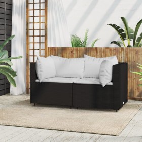 Garden corner sofas with cushions 2 pcs black synthetic rattan by vidaXL, Outdoor sofas - Ref: Foro24-319730, Price: 215,23 €...