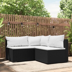 3-piece garden furniture set and black synthetic rattan cushions by vidaXL, Outdoor sofas - Ref: Foro24-319732, Price: 214,16...