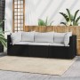 3-teiliges Gartenmöbel-Set und Kissen aus synthetischem Rattan schwarz von vidaXL, Outdoor-Sofas - Ref: Foro24-319734, Preis:...