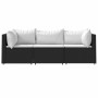 3-teiliges Gartenmöbel-Set und Kissen aus synthetischem Rattan schwarz von vidaXL, Outdoor-Sofas - Ref: Foro24-319734, Preis:...