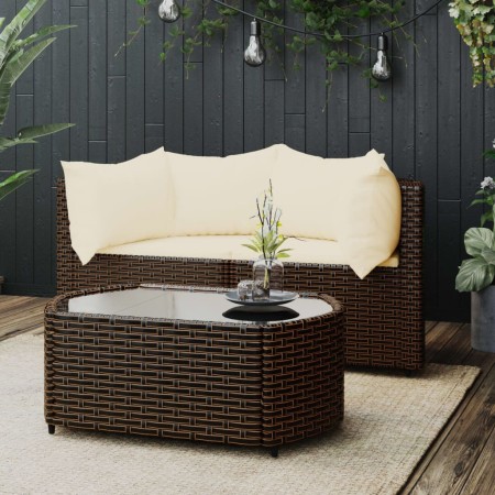 3-teiliges Gartenmöbel-Set und braune Kissen aus synthetischem Rattan von vidaXL, Outdoor-Sofas - Ref: Foro24-319759, Preis: ...