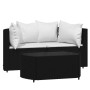 3-teiliges Gartenmöbel-Set und Kissen aus synthetischem Rattan schwarz von vidaXL, Outdoor-Sofas - Ref: Foro24-319743, Preis:...