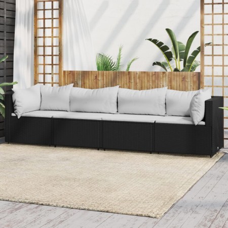 Gartenset mit Kissen 4-teilig synthetisches Rattan schwarz von vidaXL, Outdoor-Sofas - Ref: Foro24-319736, Preis: 261,99 €, R...