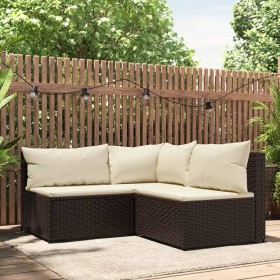 3-teiliges Gartenmöbel-Set und Kissen Kunstrattan braun von vidaXL, Outdoor-Sofas - Ref: Foro24-319748, Preis: 243,99 €, Raba...