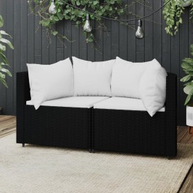 Garden corner sofas with cushions 2 pcs black synthetic rattan by vidaXL, Outdoor sofas - Ref: Foro24-319742, Price: 150,72 €...