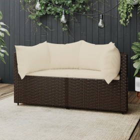 Garten-Ecksofas mit Kissen, 2 Einheiten, braunes synthetisches Rattan von vidaXL, Outdoor-Sofas - Ref: Foro24-319758, Preis: ...