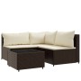 4-teiliges Gartenmöbel-Set und braune synthetische Rattankissen von vidaXL, Outdoor-Sofas - Ref: Foro24-319749, Preis: 383,91...