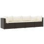 4-teiliges Gartenmöbel-Set und braune synthetische Rattankissen von vidaXL, Outdoor-Sofas - Ref: Foro24-319752, Preis: 239,99...