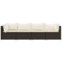 4-teiliges Gartenmöbel-Set und braune synthetische Rattankissen von vidaXL, Outdoor-Sofas - Ref: Foro24-319752, Preis: 239,99...