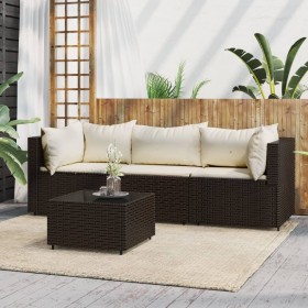 4-piece garden furniture set and brown synthetic rattan cushions by vidaXL, Outdoor sofas - Ref: Foro24-319751, Price: 271,45...