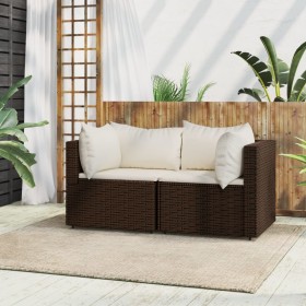 Garten-Ecksofas und Kissen 2 Stück braunes synthetisches Rattan von vidaXL, Outdoor-Sofas - Ref: Foro24-319746, Preis: 147,67...