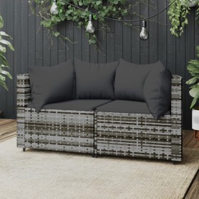 Garten-Ecksofas mit Kissen 2 Stück synthetisches Rattangrau von vidaXL, Outdoor-Sofas - Ref: Foro24-319774, Preis: 110,99 €, ...