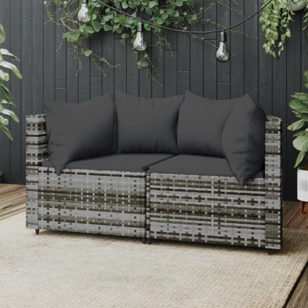 Garten-Ecksofas mit Kissen 2 Stück synthetisches Rattangrau von vidaXL, Outdoor-Sofas - Ref: Foro24-319774, Preis: 111,34 €, ...