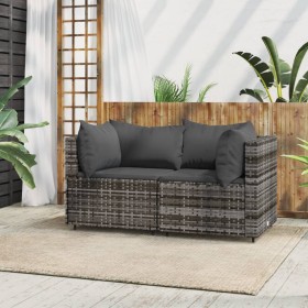 Corner garden sofas with 2 synthetic rattan gray cushions by vidaXL, Outdoor sofas - Ref: Foro24-319762, Price: 137,72 €, Dis...