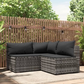 3-teiliges Gartenmöbel-Set und graue synthetische Rattankissen von vidaXL, Outdoor-Sofas - Ref: Foro24-319764, Preis: 189,93 ...