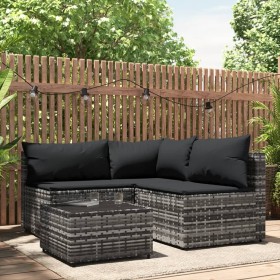 4-teiliges Gartenmöbel-Set und graue synthetische Rattankissen von vidaXL, Outdoor-Sofas - Ref: Foro24-319765, Preis: 313,09 ...