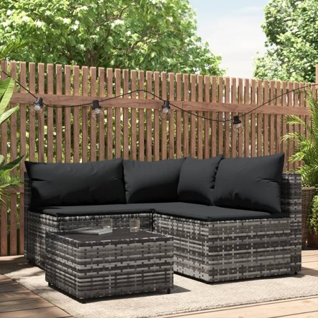 4-teiliges Gartenmöbel-Set und graue synthetische Rattankissen von vidaXL, Outdoor-Sofas - Ref: Foro24-319765, Preis: 313,09 ...