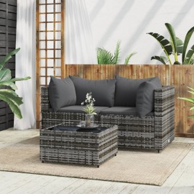 3-piece garden furniture set and gray synthetic rattan cushions by vidaXL, Outdoor sofas - Ref: Foro24-319763, Price: 177,20 ...