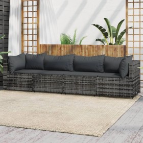 4-piece garden furniture set and gray synthetic rattan cushions by vidaXL, Outdoor sofas - Ref: Foro24-319768, Price: 249,07 ...