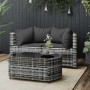 3-teiliges Gartenmöbel-Set und graue synthetische Rattankissen von vidaXL, Outdoor-Sofas - Ref: Foro24-319775, Preis: 187,21 ...