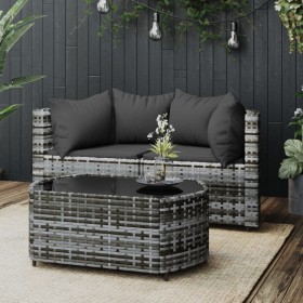 3-piece garden furniture set and gray synthetic rattan cushions by vidaXL, Outdoor sofas - Ref: Foro24-319775, Price: 187,21 ...