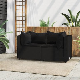 Garden corner sofas with cushions 2 pcs black synthetic rattan by vidaXL, Outdoor sofas - Ref: Foro24-319778, Price: 207,99 €...