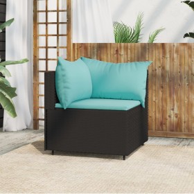 Garten-Ecksofa mit schwarzen synthetischen Rattankissen von vidaXL, Outdoor-Sofas - Ref: Foro24-319793, Preis: 71,32 €, Rabat...