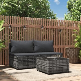 3-teiliges Gartenmöbel-Set und graue synthetische Rattankissen von vidaXL, Outdoor-Sofas - Ref: Foro24-319771, Preis: 152,99 ...