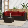 Set muebles de jardín 4 piezas y cojines ratán sintético marrón de vidaXL, Sofás de exterior - Ref: Foro24-319815, Precio: 21...