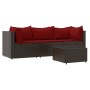 4-teiliges Gartenmöbel-Set und braune synthetische Rattankissen von vidaXL, Outdoor-Sofas - Ref: Foro24-319815, Preis: 216,05...