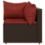 4-teiliges Gartenmöbel-Set und braune synthetische Rattankissen von vidaXL, Outdoor-Sofas - Ref: Foro24-319815, Preis: 216,05...