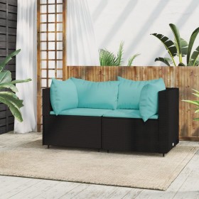 Garden corner sofas with cushions 2 pcs black synthetic rattan by vidaXL, Outdoor sofas - Ref: Foro24-319794, Price: 175,99 €...