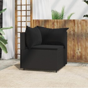 Garten-Ecksofa mit schwarzen synthetischen Rattankissen von vidaXL, Outdoor-Sofas - Ref: Foro24-319777, Preis: 53,11 €, Rabat...