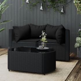 3-piece garden furniture set and black synthetic rattan cushions by vidaXL, Outdoor sofas - Ref: Foro24-319791, Price: 195,99...