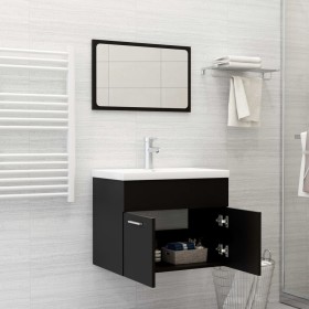 Conjunto de muebles de baño aglomerado negro de vidaXL, Muebles de baño - Ref: Foro24-3070866, Precio: 181,99 €, Descuento: %