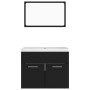 Conjunto de muebles de baño aglomerado negro de vidaXL, Muebles de baño - Ref: Foro24-3070866, Precio: 181,99 €, Descuento: %