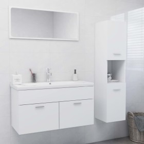 White engineered wood bathroom furniture set by vidaXL, Bathroom furniture - Ref: Foro24-3070973, Price: 137,43 €, Discount: %